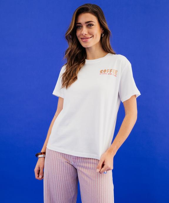 Tee-shirt manches courtes en jersey imprimé devant et dos femme vue1 - GEMO(FEMME PAP) - GEMO