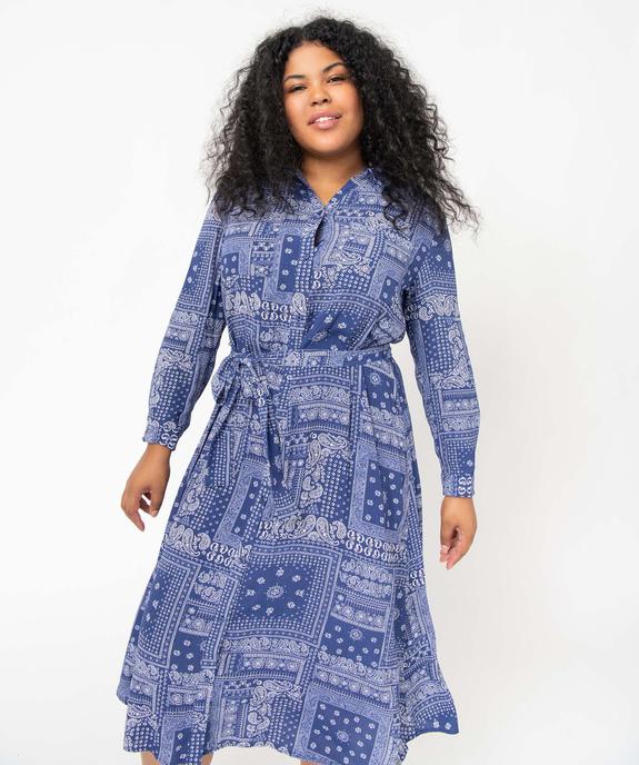 Robe femme grande taille coupe chemise motif cachemire vue1 - GEMO (G TAILLE) - GEMO