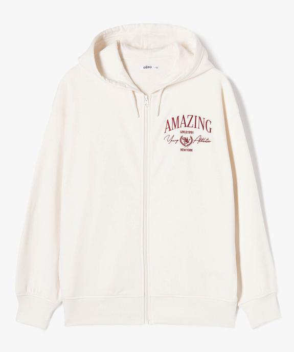 Sweat zippé à capuche coupe large fille vue2 - GEMO (JUNIOR) - GEMO