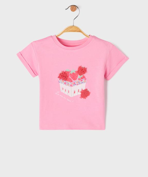 Tee-shirt manches courtes avec motif en relief bébé fille vue1 - GEMO 4G BEBE - GEMO