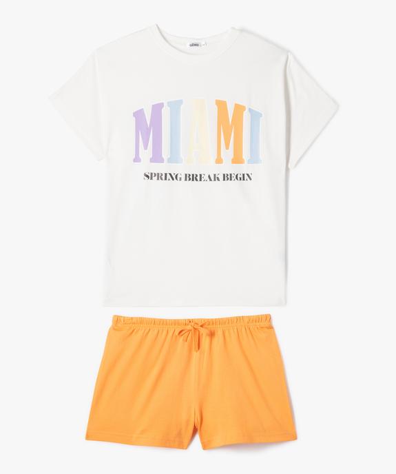 Pyjashort imprimé coupe loose fille vue1 - GEMO 4G FILLE - GEMO