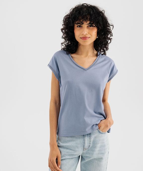 Tee-shirt à manches courtes avec finitions scintillantes femme vue1 - GEMO 4G FEMME - GEMO