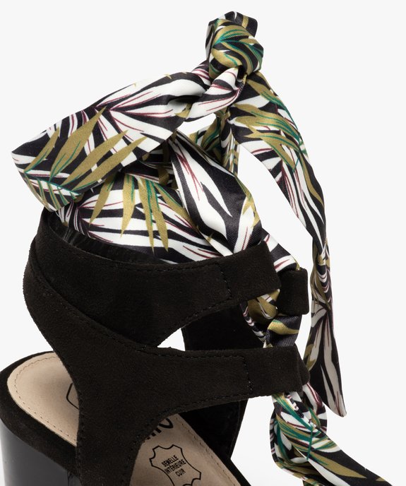 Sandales femme à talon carré et laçage foulard vue6 - GEMO(URBAIN) - GEMO