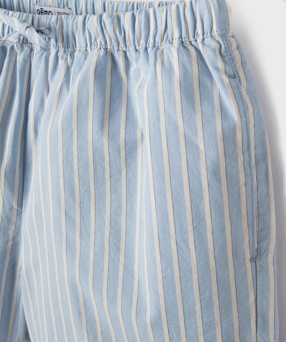 Short en coton rayé à taille élastiquée fille vue2 - GEMO (JUNIOR) - GEMO