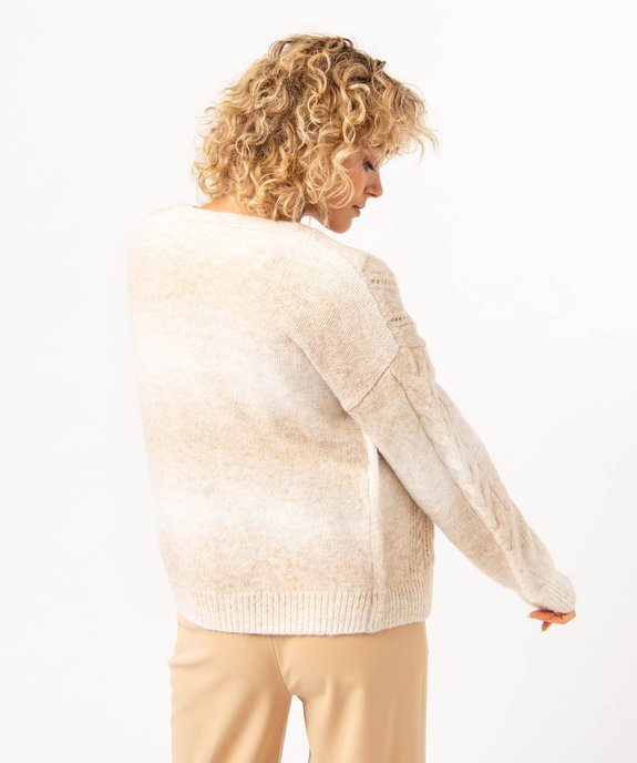 Gilet à col V en maille torsadée femme vue3 - GEMO(FEMME PAP) - GEMO