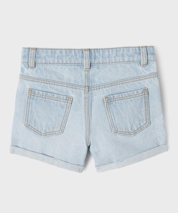 Short en jean à revers taille ajustable fille vue3 - GEMO 4G FILLE - GEMO