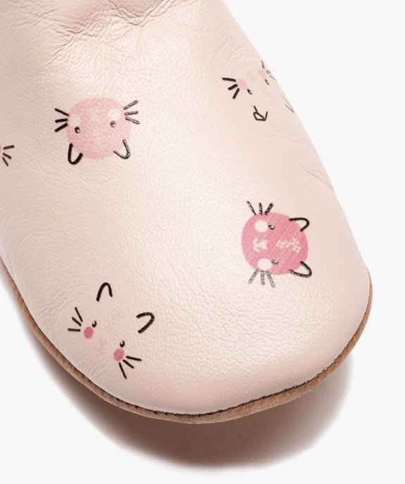 Chaussons bébé fille en cuir imprimés chats  vue6 - GEMO 4G BEBE - GEMO