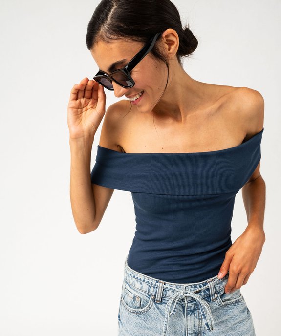 Body sans manches avec col Bardot femme vue2 - GEMO(FEMME PAP) - GEMO