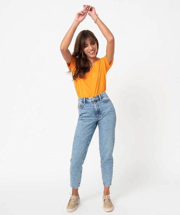 Tee-shirt à manches courtes avec col V roulotté femme vue5 - GEMO(FEMME PAP) - GEMO
