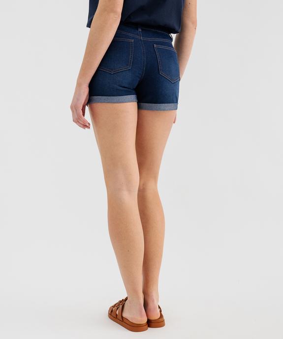 Short en jean stretch avec revers cousus femme vue3 - GEMO(FEMME PAP) - GEMO