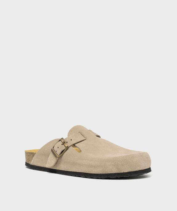 Sabots en cuir suédé avec semelle intérieure anatomique femme vue3 - FOLLOW ME G4G - GEMO