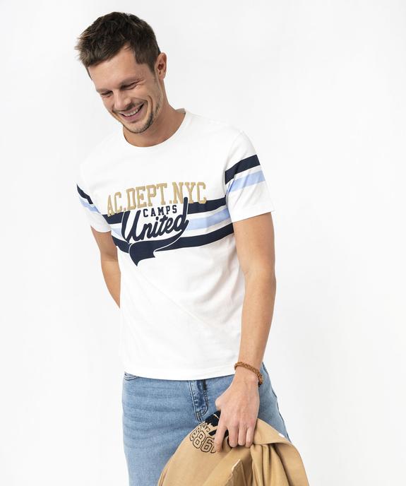 Tee-shirt manches courtes à rayures et inscriptions homme - Camps United vue3 - CAMPS GEMO FOR GOOD - GEMO