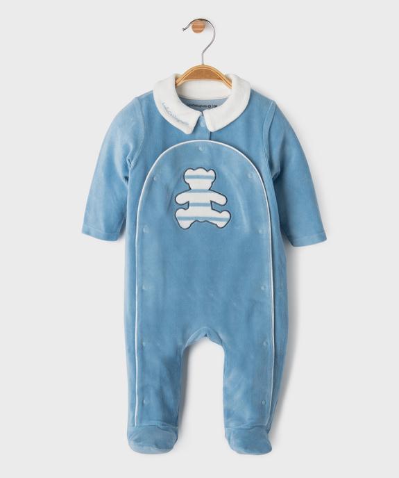 Pyjama en velours ouverture devant bébé garçon - LuluCastagnette vue1 - LULU CASTAGNETTE GEMO FOR GOOD - GEMO