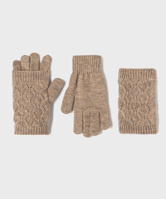 Gants mitaines en maille fantaisie femme vue2 - GEMO (ACCESS) - GEMO