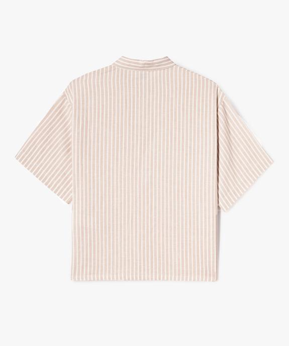 Chemise rayée à manches courtes fille vue7 - GEMO 4G FILLE - GEMO