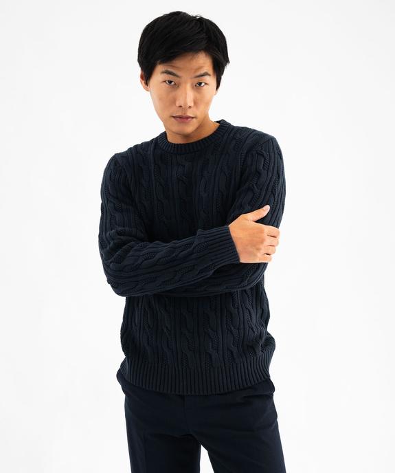 Pull en maille torsadée à col rond homme vue1 - GEMO (HOMME) - GEMO