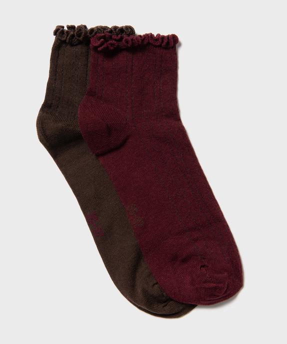 Socquettes en maille ajourée à bord roulotté femme (lot de 2 paires) vue1 - GEMO(HOMWR FEM) - GEMO