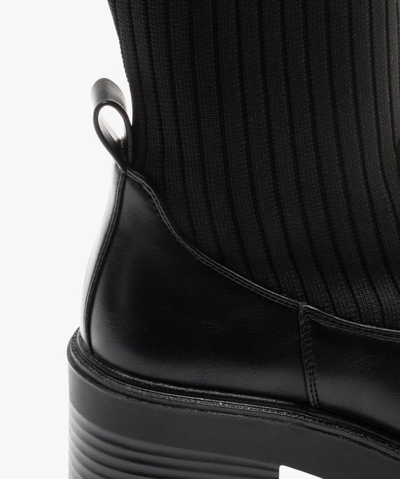 Bottes femme à talon large avec tige souple en côtes vue6 - GEMO(URBAIN) - GEMO