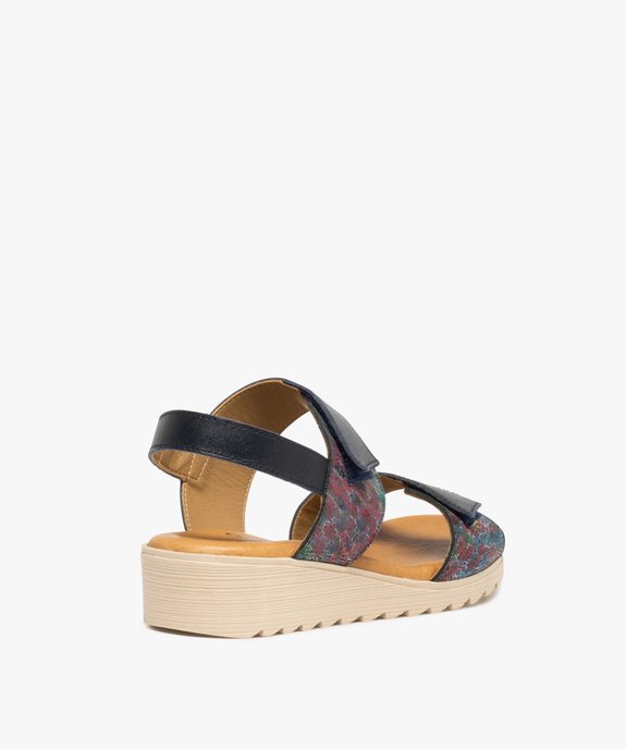 Sandales femme confort à brides scratch en cuir vue4 - GEMO (CASUAL) - GEMO