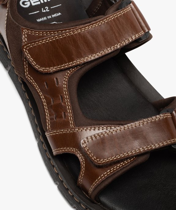 Sandales homme sport dessus cuir uni  vue6 - GEMO (CASUAL) - GEMO