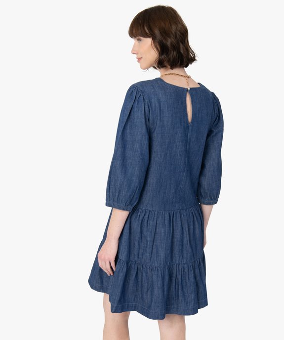 Robe femme en jean à manches longues vue3 - GEMO(FEMME PAP) - GEMO