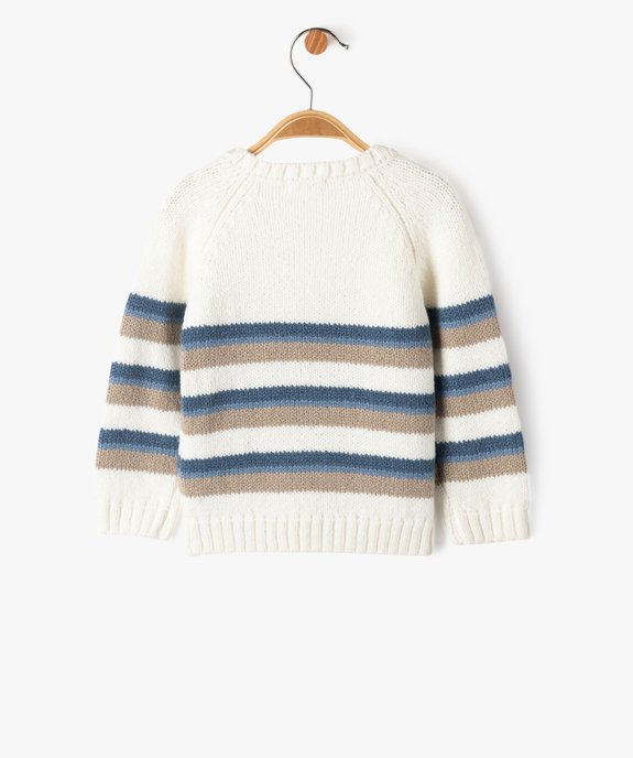 Pull à rayures avec ouverture devant bébé vue3 - GEMO(BEBE DEBT) - GEMO