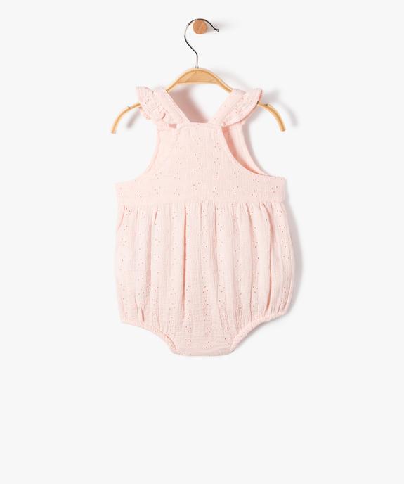 Combishort bébé à bretelles forme barboteuse en dentelle anglaise vue3 - GEMO(BB COUCHE) - GEMO