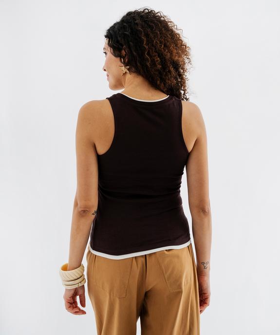 Débardeur en coton avec finitions contrastantes femme vue3 - GEMO 4G FEMME - GEMO