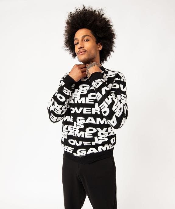 Pull jacquard avec inscriptions all over homme vue1 - GEMO (HOMME) - GEMO