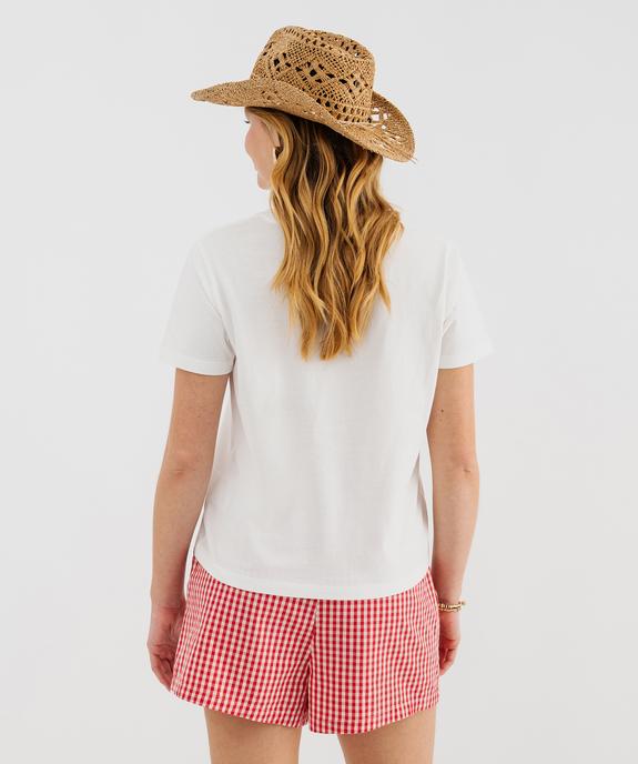 Tee-shirt manches courtes en jersey de coton imprimé femme vue3 - GEMO 4G FEMME - GEMO