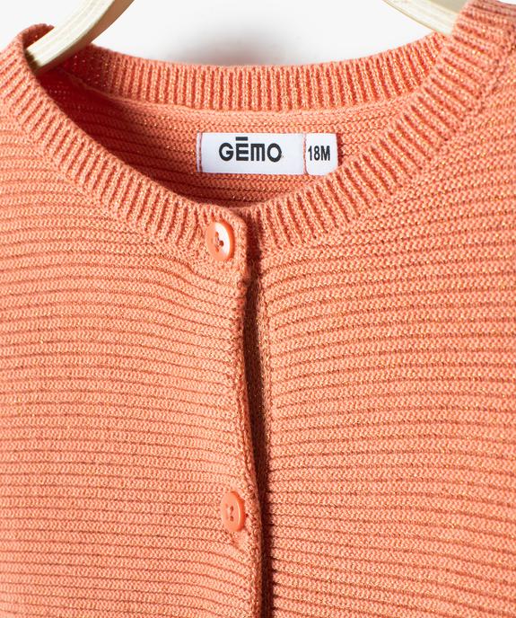 Gilet bébé fille à col rond en maille pailletée vue2 - GEMO(BEBE DEBT) - GEMO