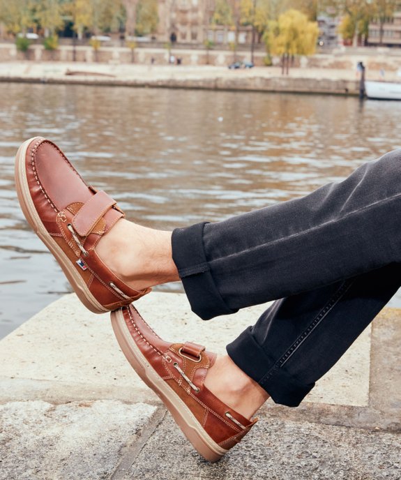 Chaussures bateau homme dessus cuir fermeture scratch vue6 - GEMO (CONFORT) - GEMO