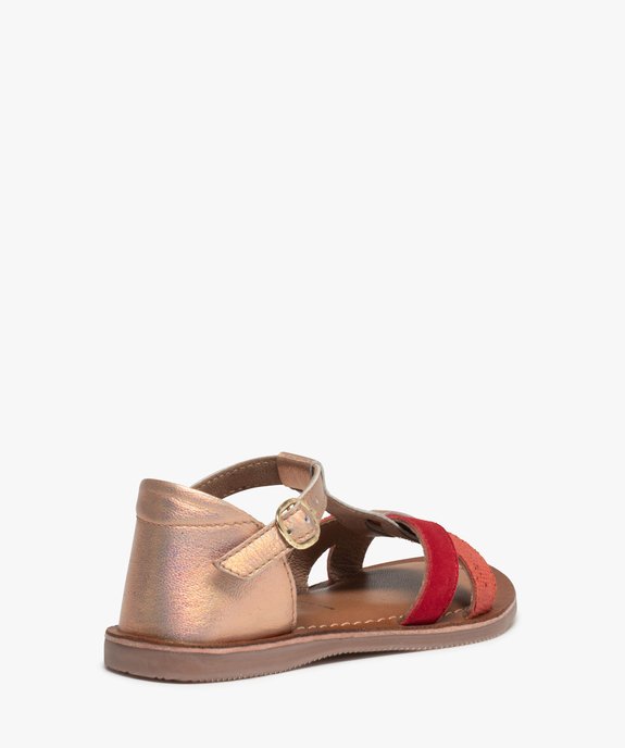 Sandales filles à brides croisées en cuir et talon fermé vue4 - GEMO (ENFANT) - GEMO