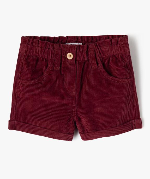 Short en velours à taille élastiquée et revers bébé fille vue1 - GEMO 4G BEBE - GEMO