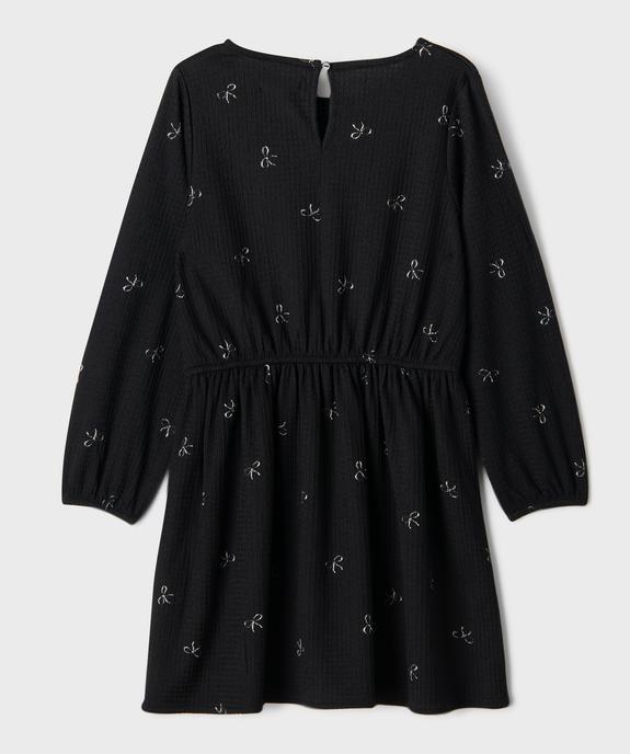Robe manches longues en maille extensible imprimé fille vue3 - GEMO 4G FILLE - GEMO
