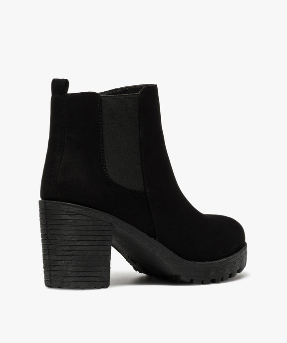 Boots femme à talon et semelle crantée en suédine unie vue4 - GEMO(URBAIN) - GEMO