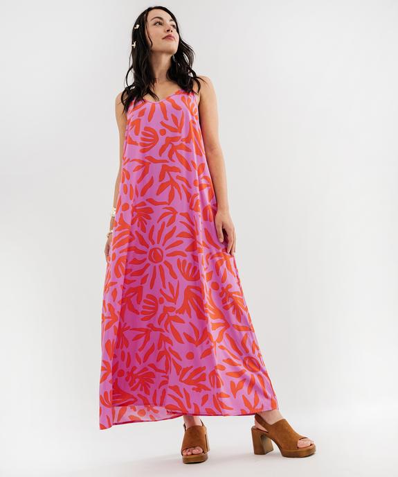 Robe longue et fluide à fines bretelles imprimée femme vue1 - GEMO 4G FEMME - GEMO