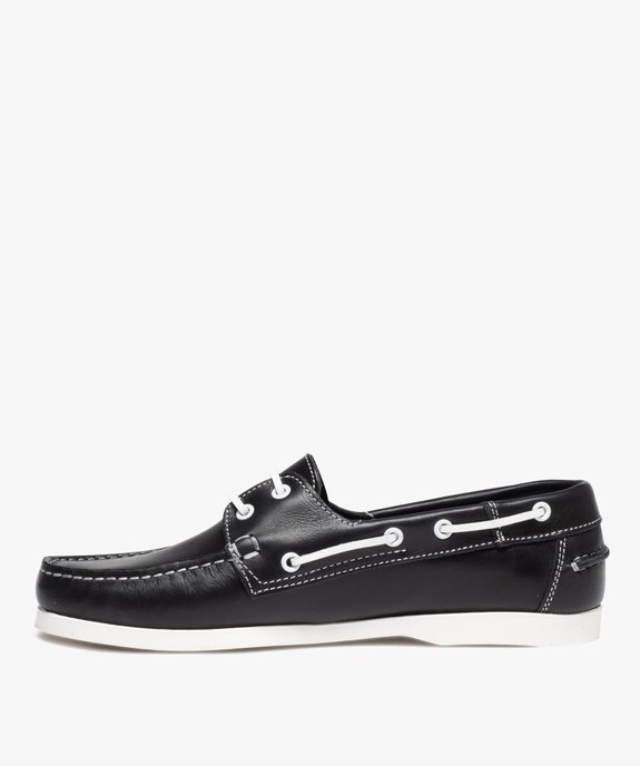 Chaussures bateau homme classiques dessus cuir uni vue3 - GEMO (CASUAL) - GEMO