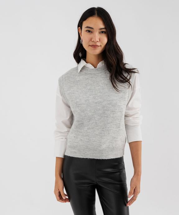Pull sans manches chiné avec de la laine femme vue1 - GEMO(FEMME PAP) - GEMO