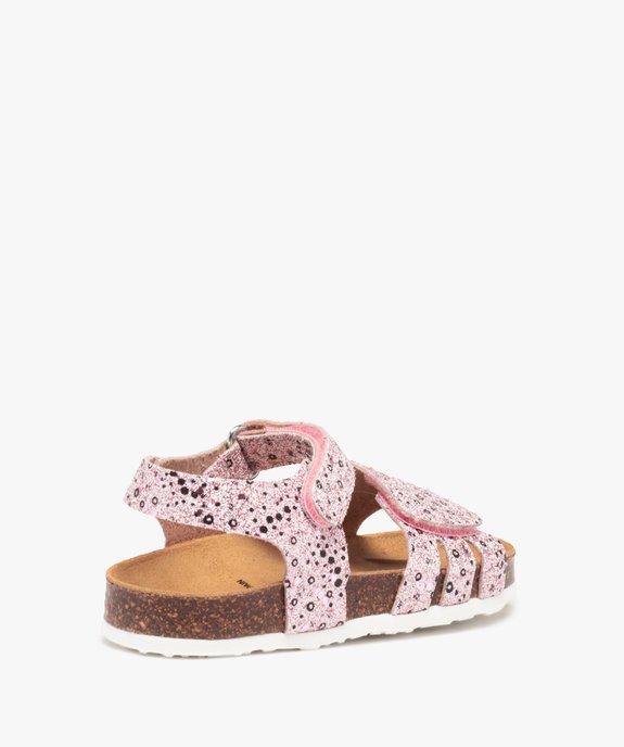 Sandales fille à semelle liège dessus pailleté fermeture scratch vue4 - GEMO (ENFANT) - GEMO