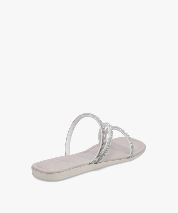 Mules femme à talon plat unies à brides strass vue4 - GEMO (CASUAL) - GEMO