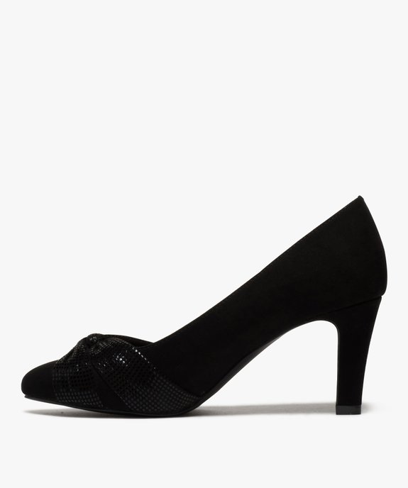 Escarpins femme en suédine avec effet drapé et verni vue3 - GEMO(URBAIN) - GEMO