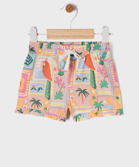 Short en jersey de coton flammé imprimé bébé fille vue1 - GEMO 4G BEBE - GEMO
