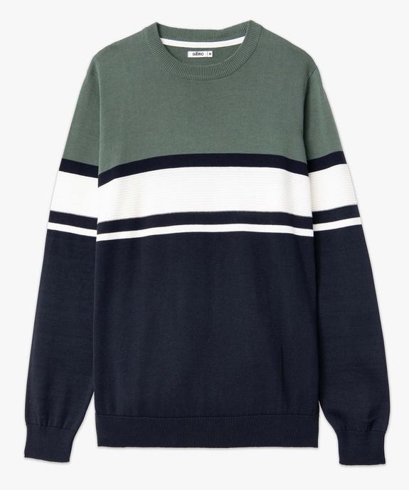 Pull homme à rayures fantaisie vue4 - GEMO (HOMME) - GEMO