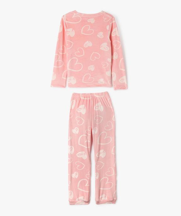 Pyjama en velours 2 pièces imprimé cœur fille vue4 - GEMO (ENFANT) - GEMO