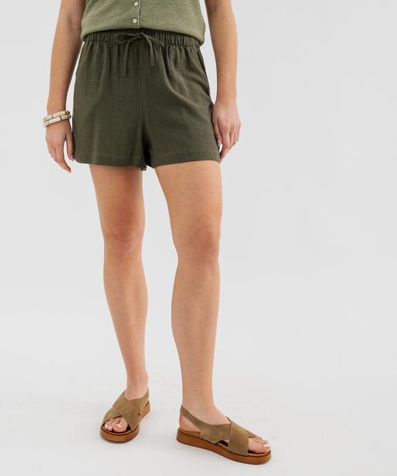 Short ample en viscose et lin femme vue1 - GEMO 4G FEMME - GEMO