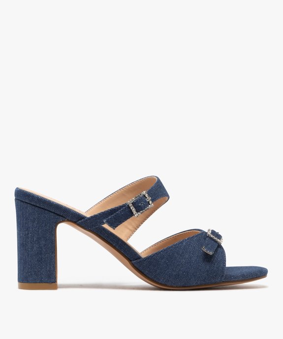 Mules à talon haut et boucles à strass en jean femme vue1 - FOLLOW ME - GEMO