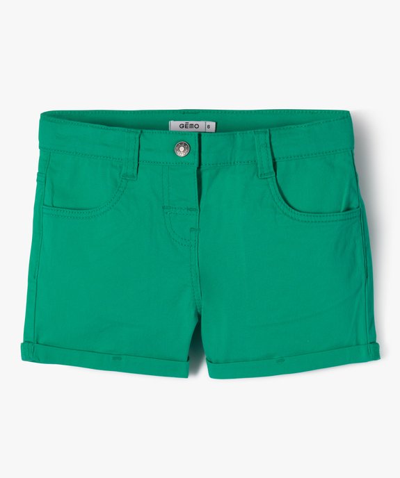 Short en coton stretch avec revers fille vue1 - GEMO (JUNIOR) - GEMO