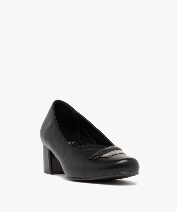 Escarpins femme confort à talon carré et bout rond détails fantaisie vue2 - G'FLEX - GEMO