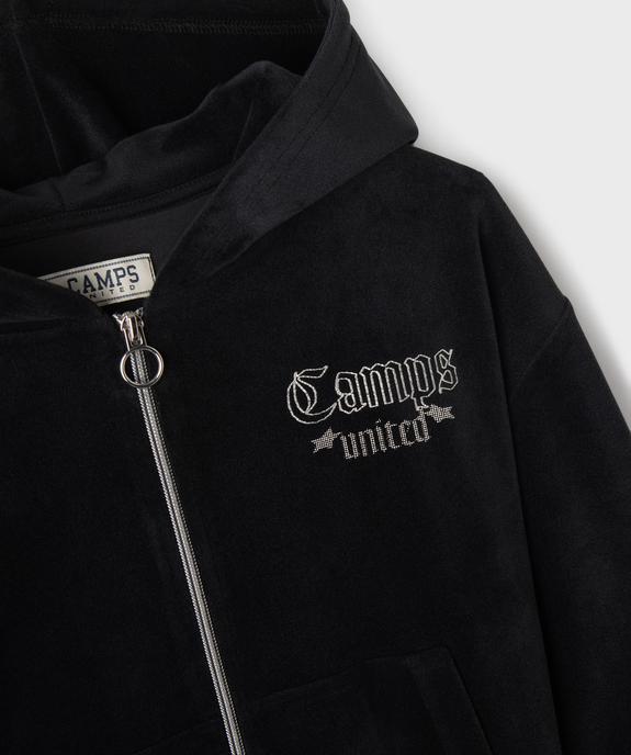 Sweat de sport zippé à capuche en velours fille - Camps United vue4 - CAMPS US - GEMO